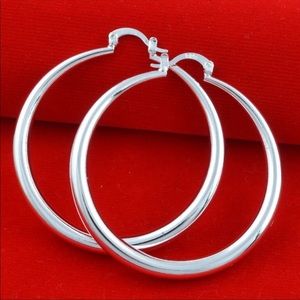 Silver hoop earrings S925 stamped. 2” x 2”